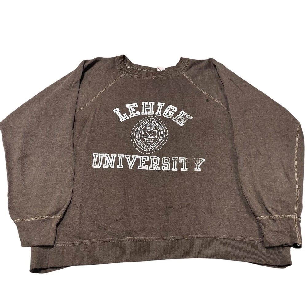 VTG Lehigh University Sweatshirt Mens L Brown NCAA Crewneck Pullover College 70s